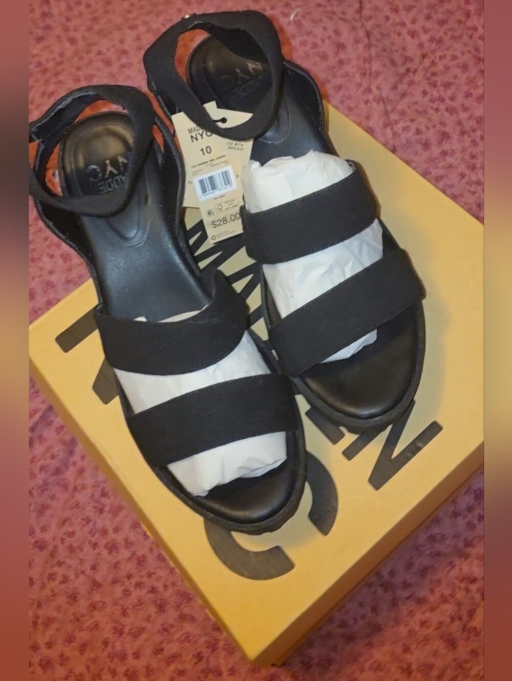 Madden NYC Y2K Inspired Blk 4" Lugged Heel Webbed Pl atform Sandals Sz 10 BNIB - Picture 4 of 17